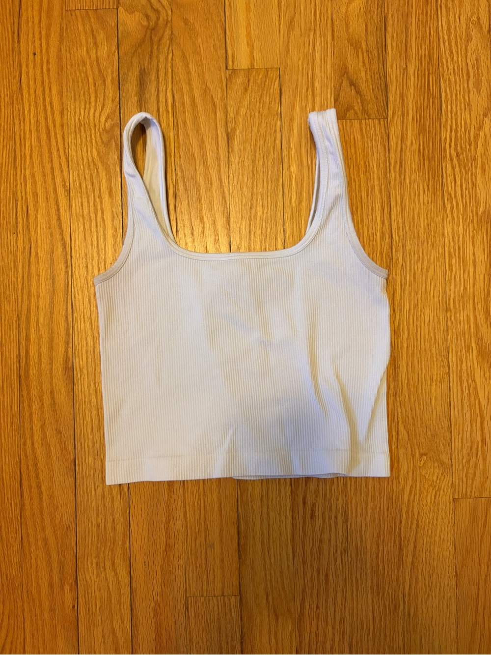 White Ribbed Square Neck Tank Top